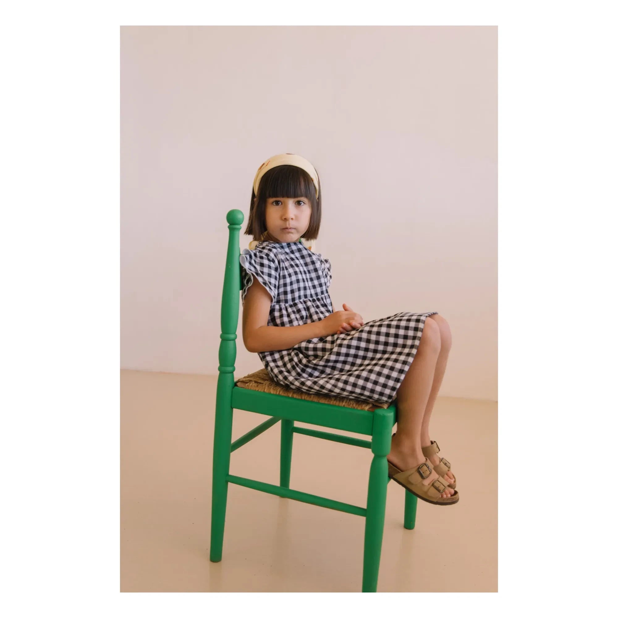 Studio Bohème - Cousine Vichy Bio-Baumwoll-Musselin-Kleid | Schwarz