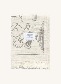 Maison Deux - Maison Deux x Peanuts | Beyaz Beyzbol Baskılı Pamuklu Throw