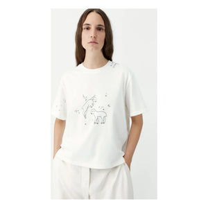 Cordera - Organisches Baumwoll-T-Shirt mit Stickerei | Weiß