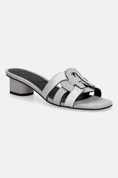 Mule de cuero Furla Cilindro de tacón bajo para mujer