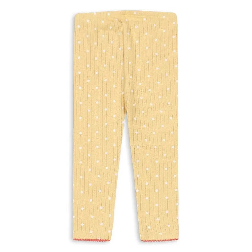 Konges Sløjd - Mallas Minnie Pointelle con lunares, Algodón orgánico | Amarillo
