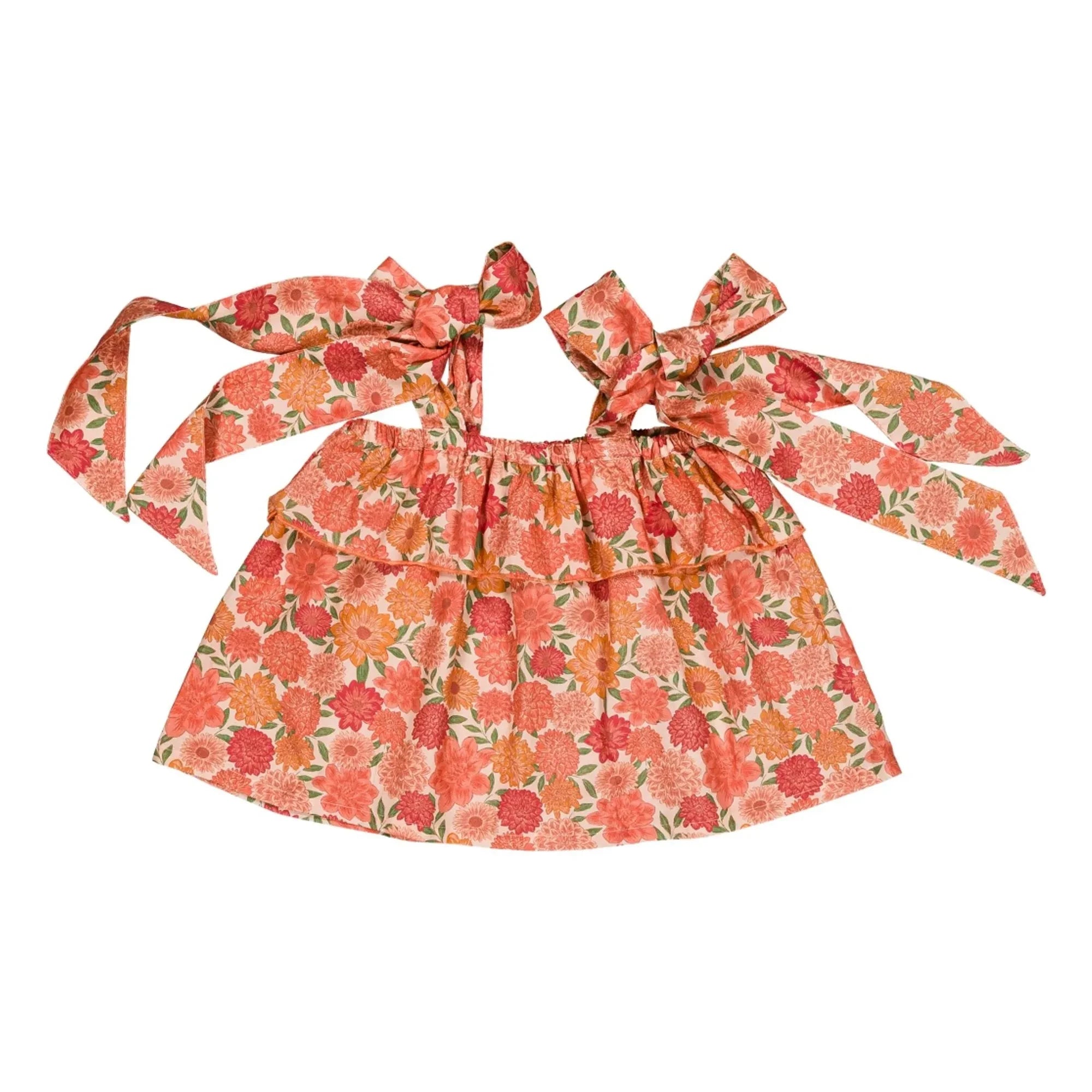 Loir - Castille Blouse Organic Cotton Flowers | Coral