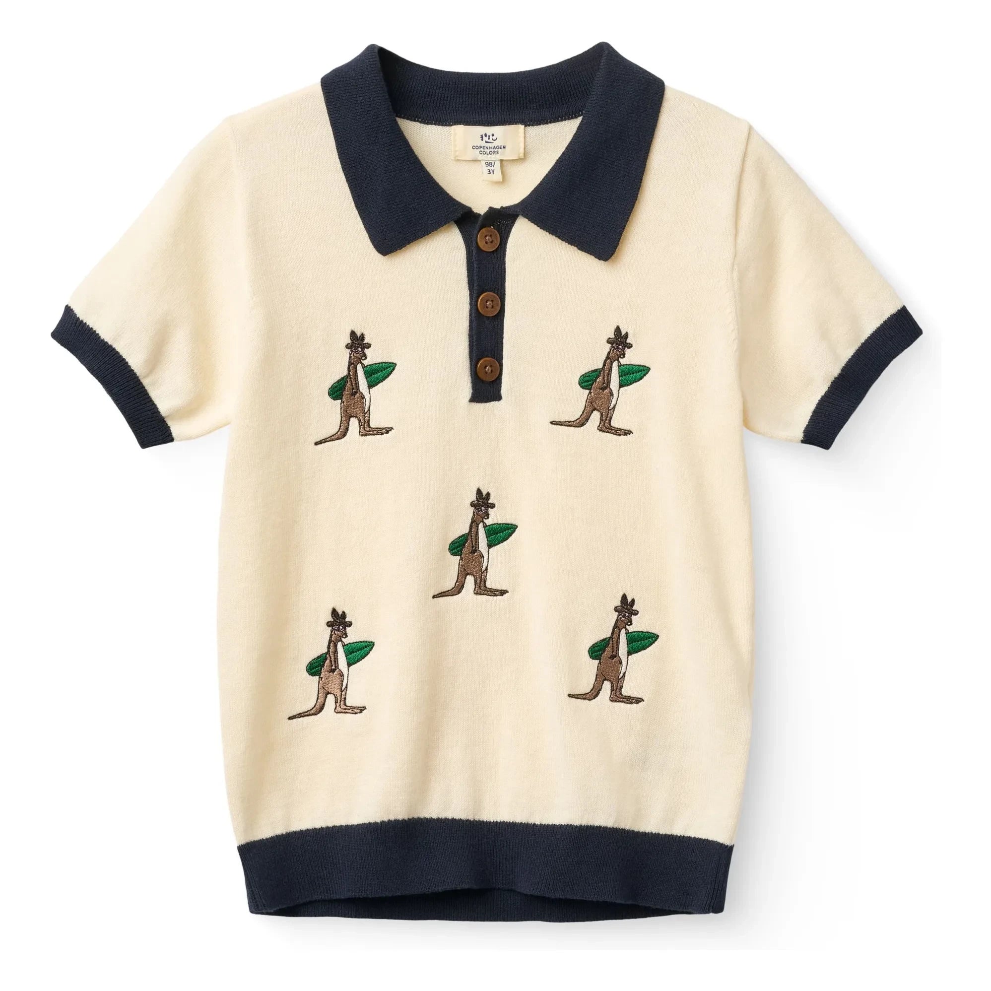 Copenhagen Colors - Kangaroos organik pamuklu örme polo tişört | Krem