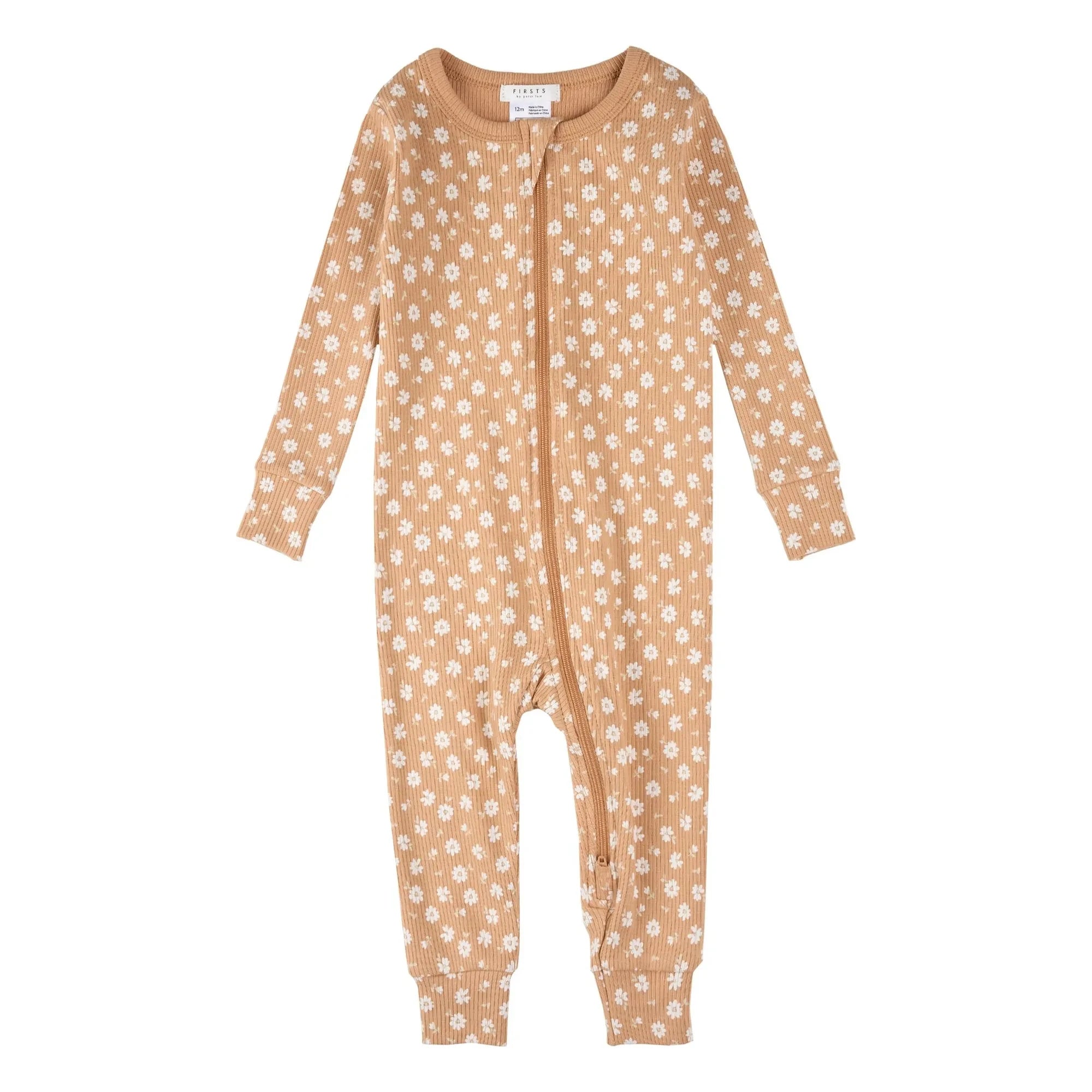 Petit Lem - Çiçek Desenli Ayaklı Pijama Organik Pamuk | Doğal
