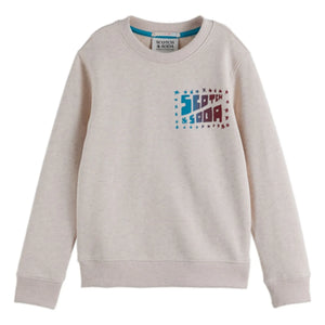 Scotch & Soda - Artwork Logo Sweatshirt Bio-Baumwolle | Heather White