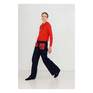 The Tiny Big Sister - Lara Scarf-Neck Wool Cardigan | Red
