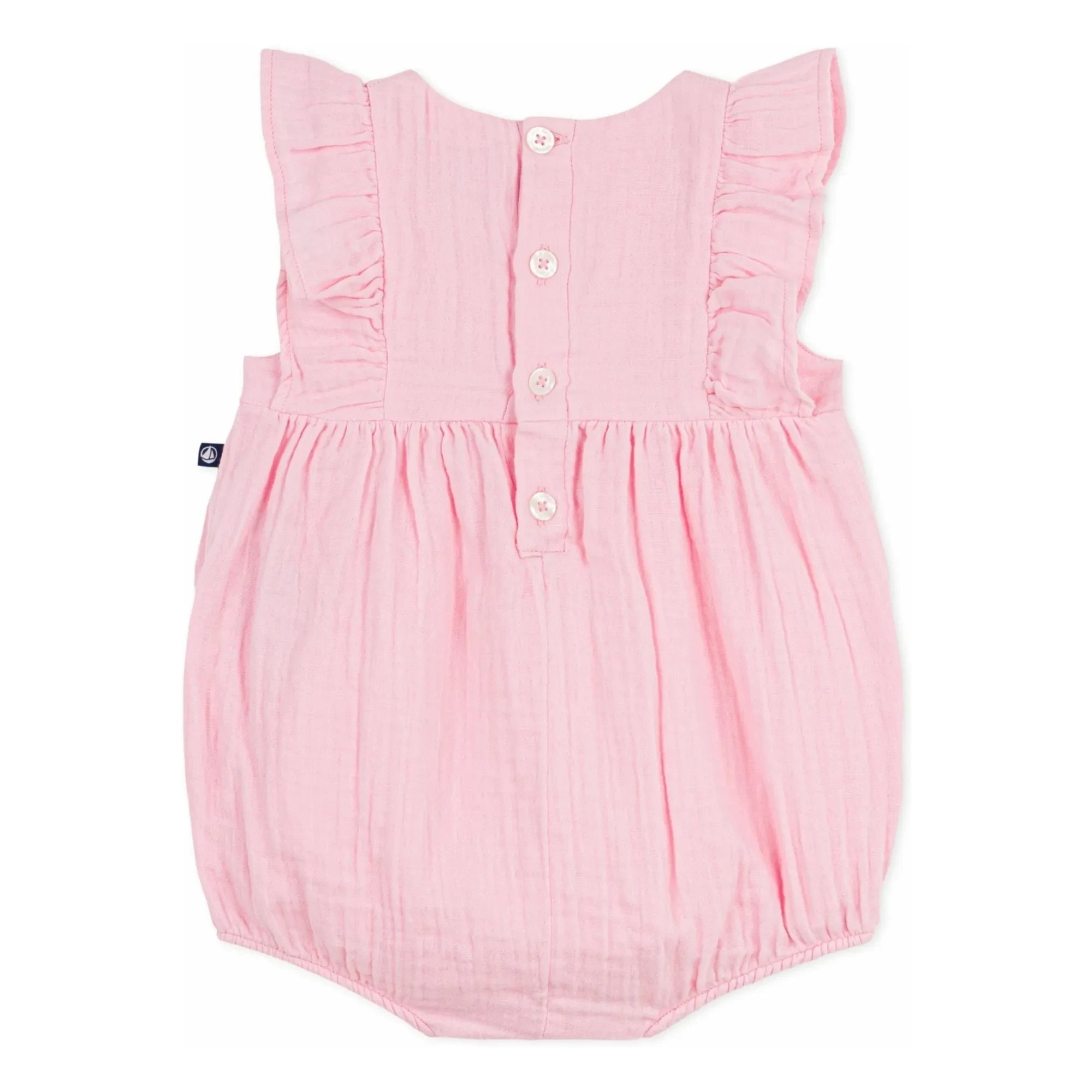 Petit Bateau - Düz organik pamuklu gazlı tulum | Pembe