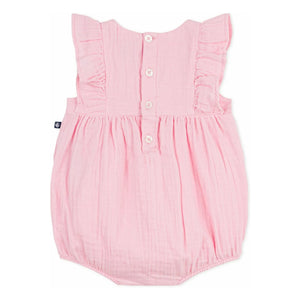 Petit Bateau - Düz organik pamuklu gazlı tulum | Pembe