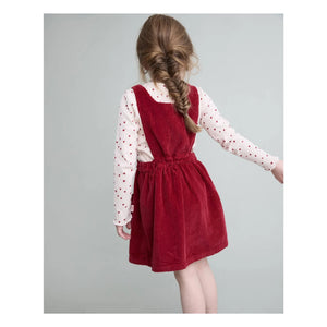 Búho - Vestido abotonado de terciopelo | Rojo cereza