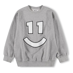 Molo - Magni Sweatshirt Nr. 11 Smile Bio-Baumwolle | Grau meliert