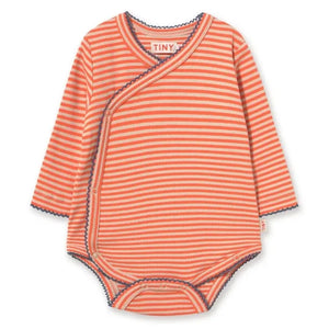 Tinycottons - Organik Pamuklu Fitilli Çizgili Kruvaze Body | Kırmızı