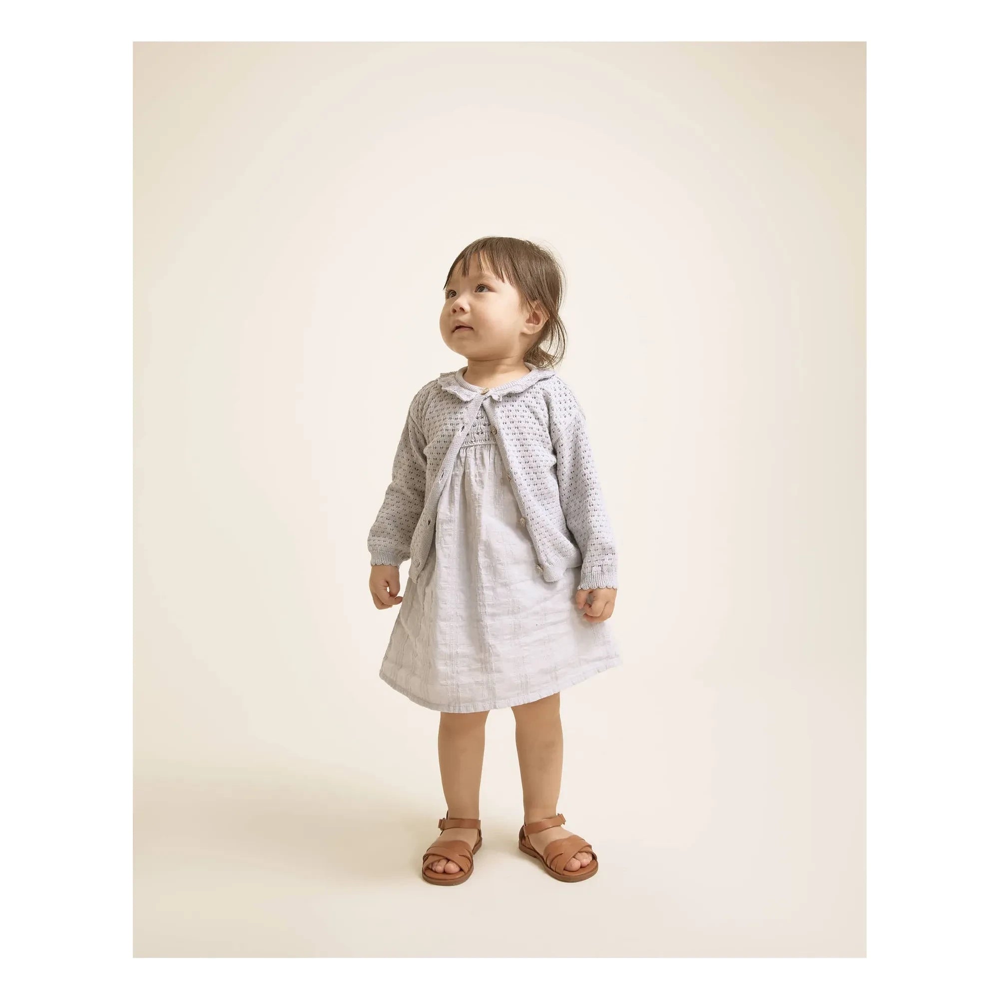 Búho - Cardigan Pointelle Boho Organik Pamuk | Açık mavi