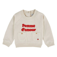 Emile et Ida - Pomme d'Amour sweatshirt Organik pamuk | Krem
