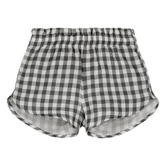 Studio Bohème - Pantalón corto de gasa de algodón orgánico Georgette Gingham | Negro