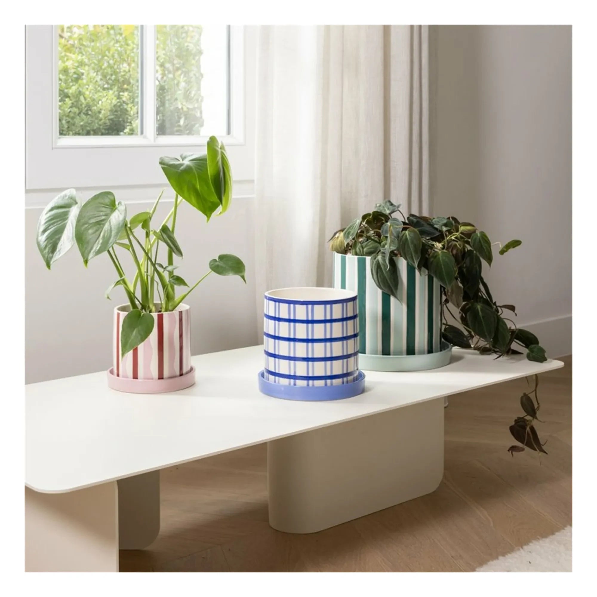 &Klevering - Clash Stripe saksı | Yeşil