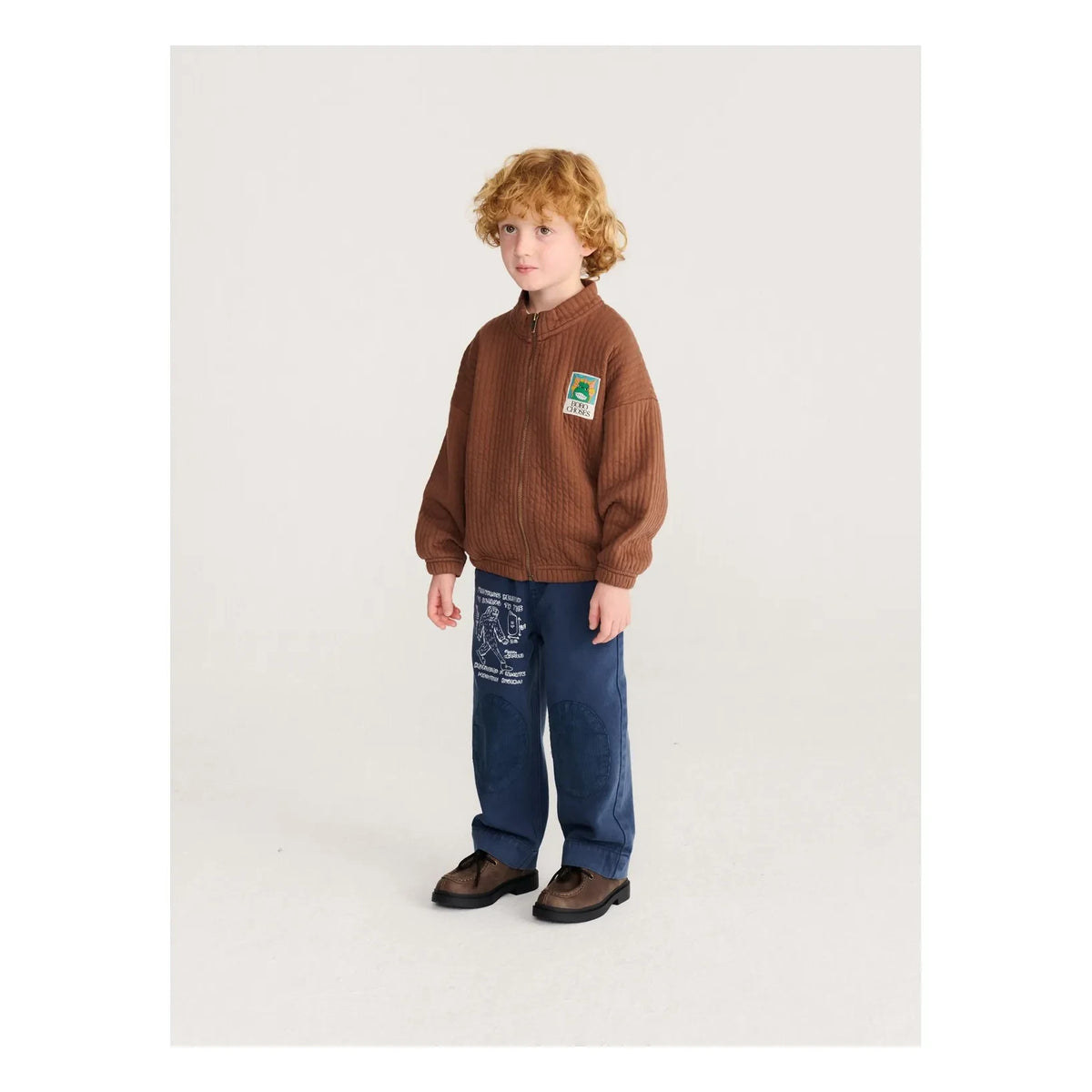 Bobo Choses - Organik pamuklu kapüşonlu fermuarlı sweatshirt | Kahverengi