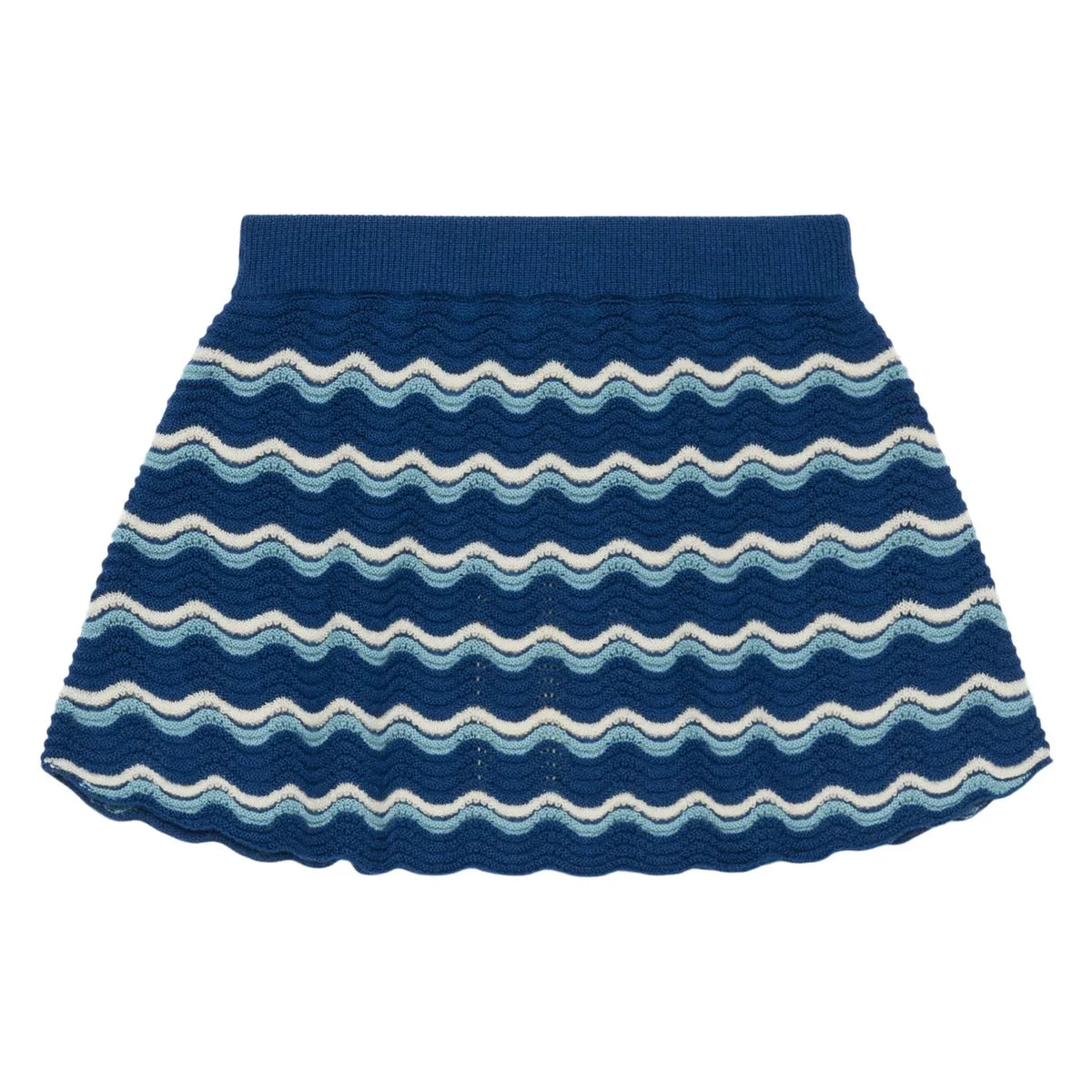 FUB - Merinos Yünü "Waves" Pointelle Etek | Mavi