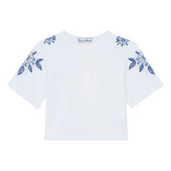 Tartine et Chocolat - T-Shirt mit Blumenstickerei | Weiß
