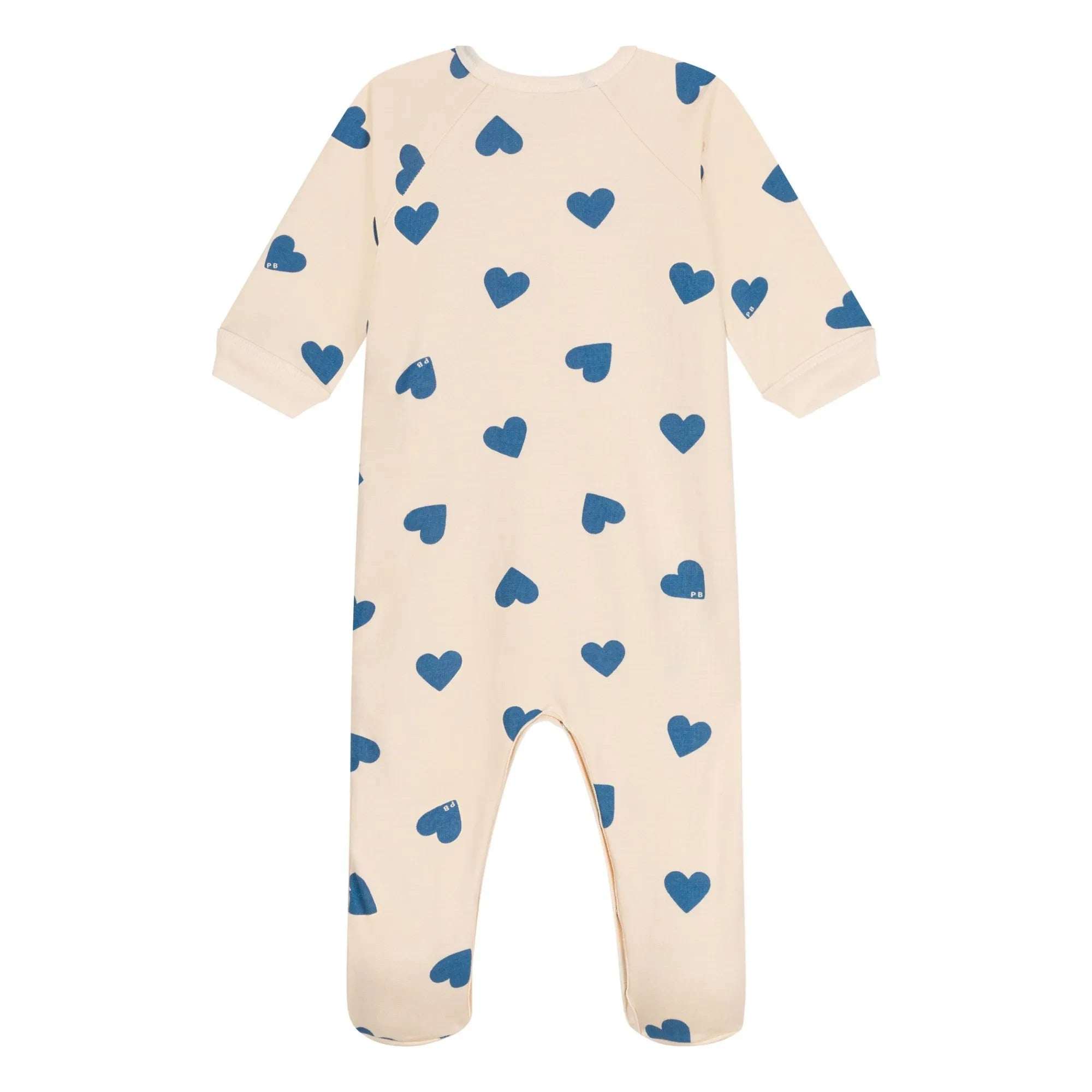Petit Bateau - Kapüşonlu Fermuarlı Polar Kalp Desenli Pijama | Bej