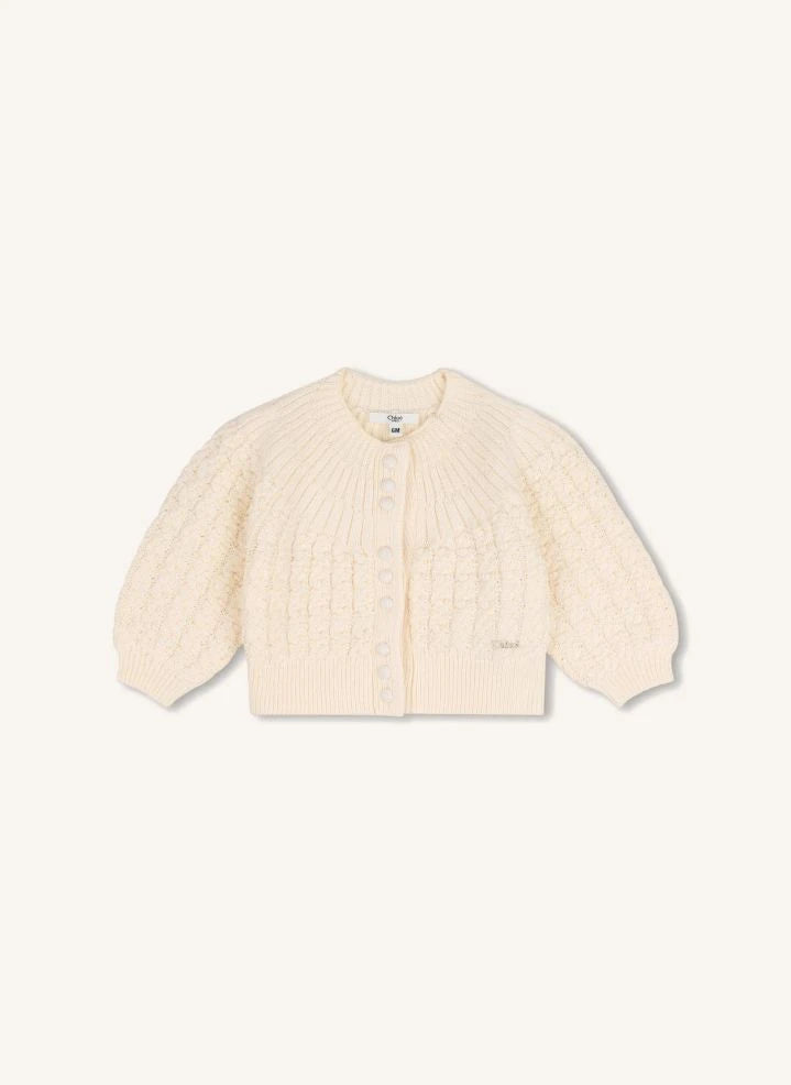 Chloé - Organik pamuklu bebek hırkası | Chalk