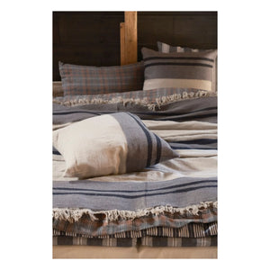 Libeco - Black House Stripe keten throw | Kömür
