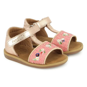 Pom d'Api - Air Natur Fleurs sandaletler | Pembe