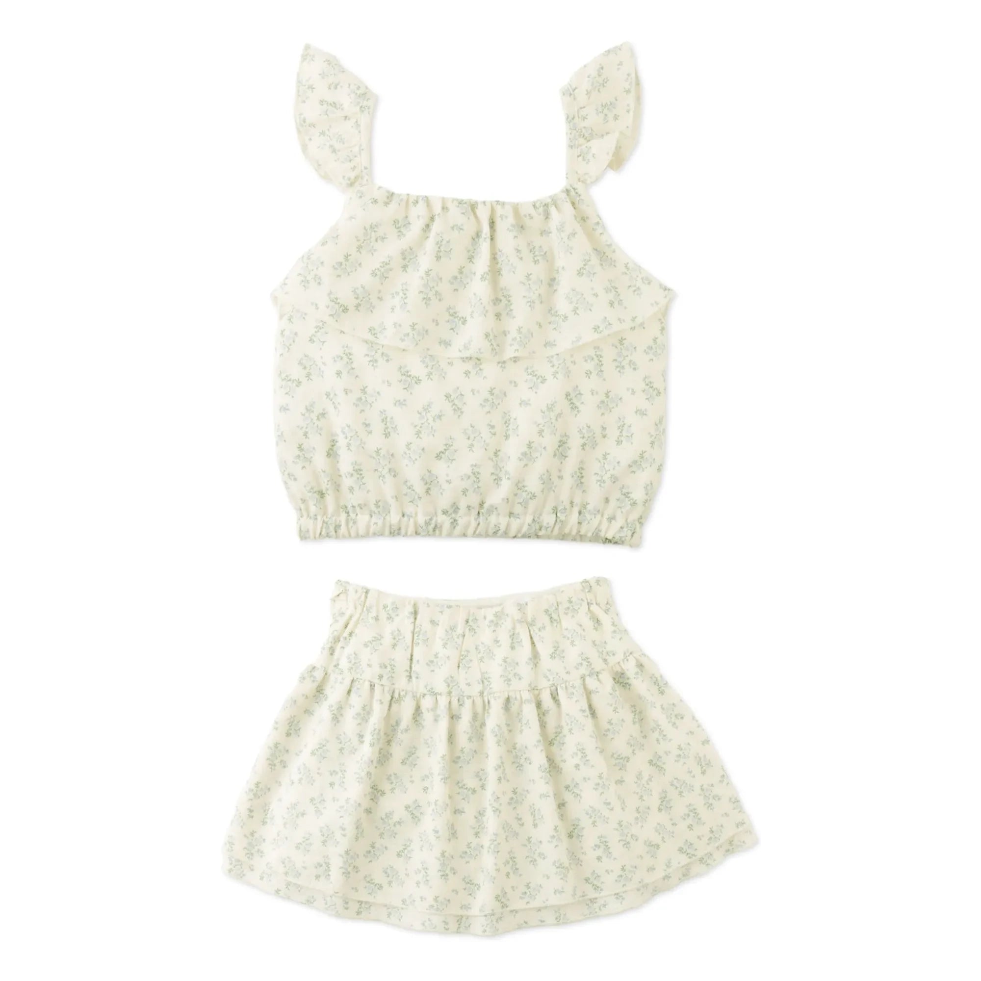 Gingersnaps - Ambessa Blumenmuster Oberteil und Rock Set | Ecru