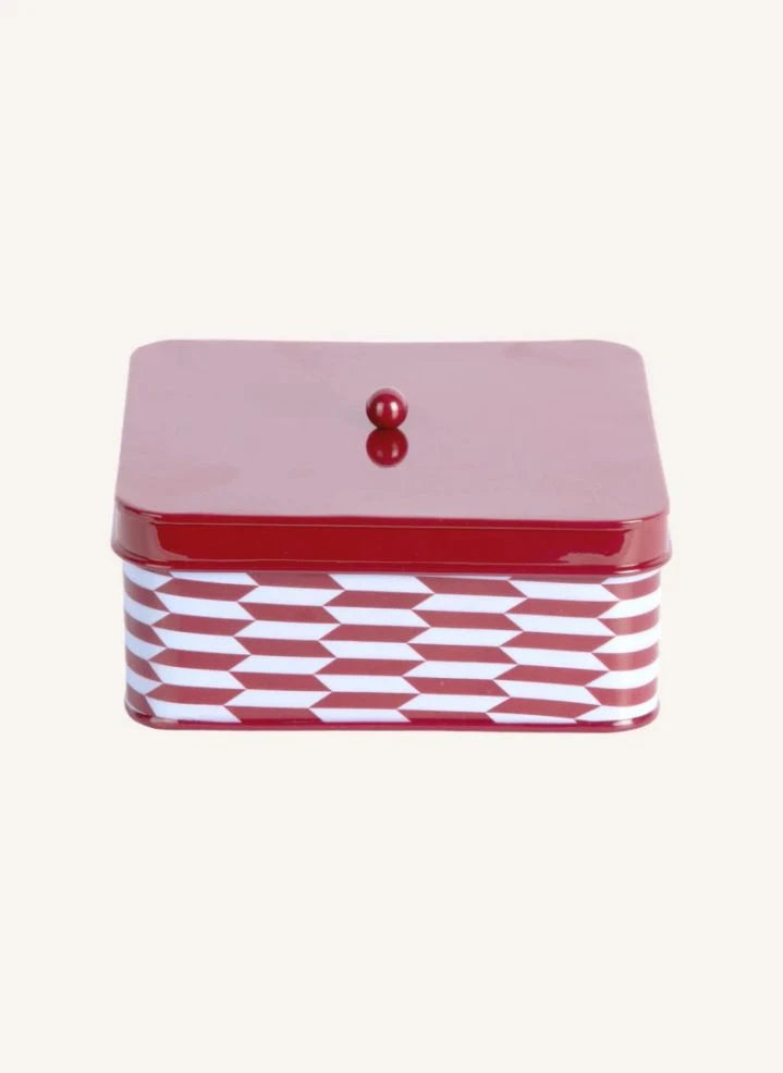 Present Time - Salerno-Muster Metal Aufbewahrungsbox | Rot