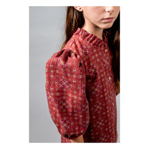 birinit - Vestido de Algodón Orgánico con Manga 3/4 Ribera | Burdeos