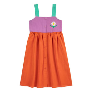 Bobo Choses - Color Block Organic Cotton Dress | Orange