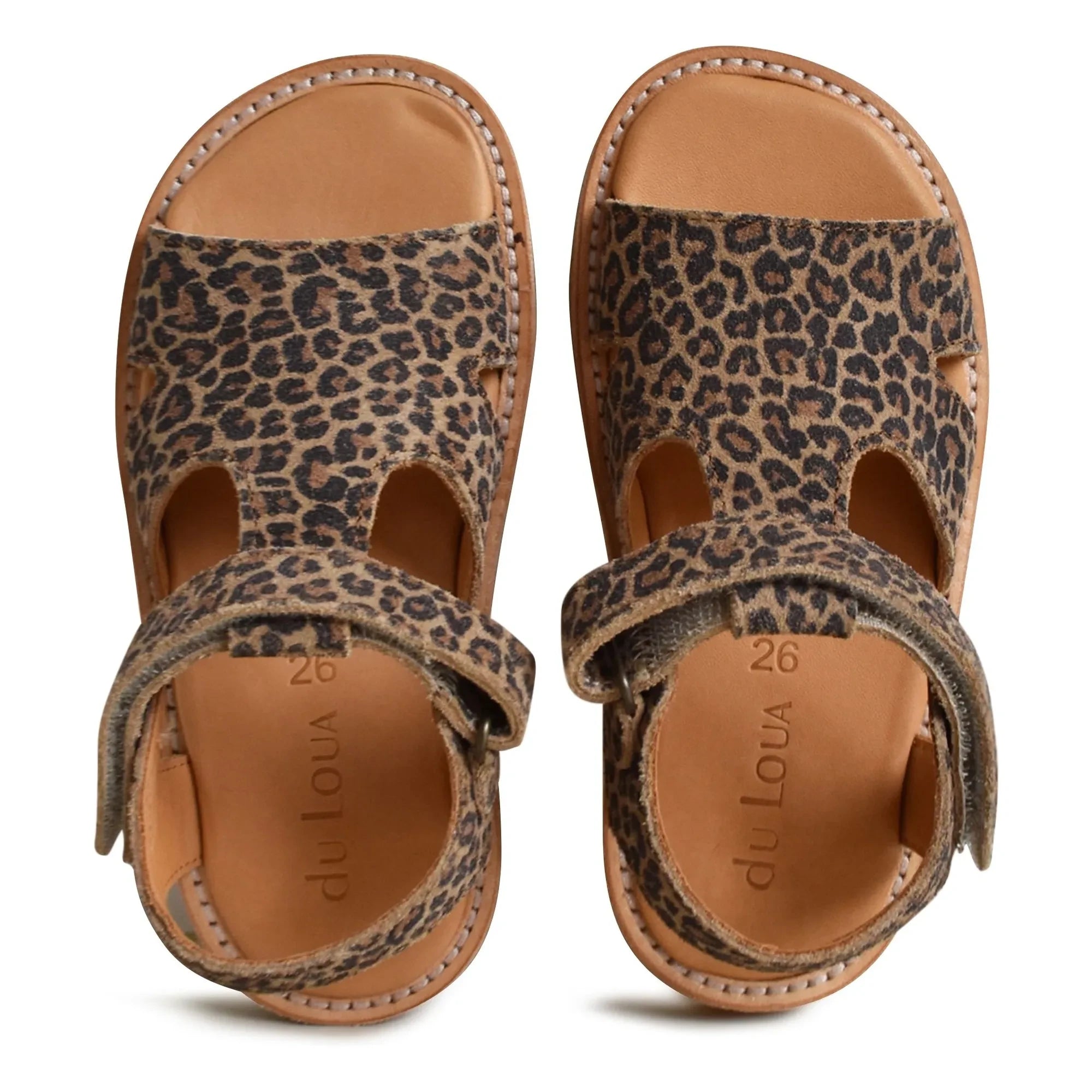 du Loua - Du Alfie Leopar Süet Sandaletler | Kahverengi