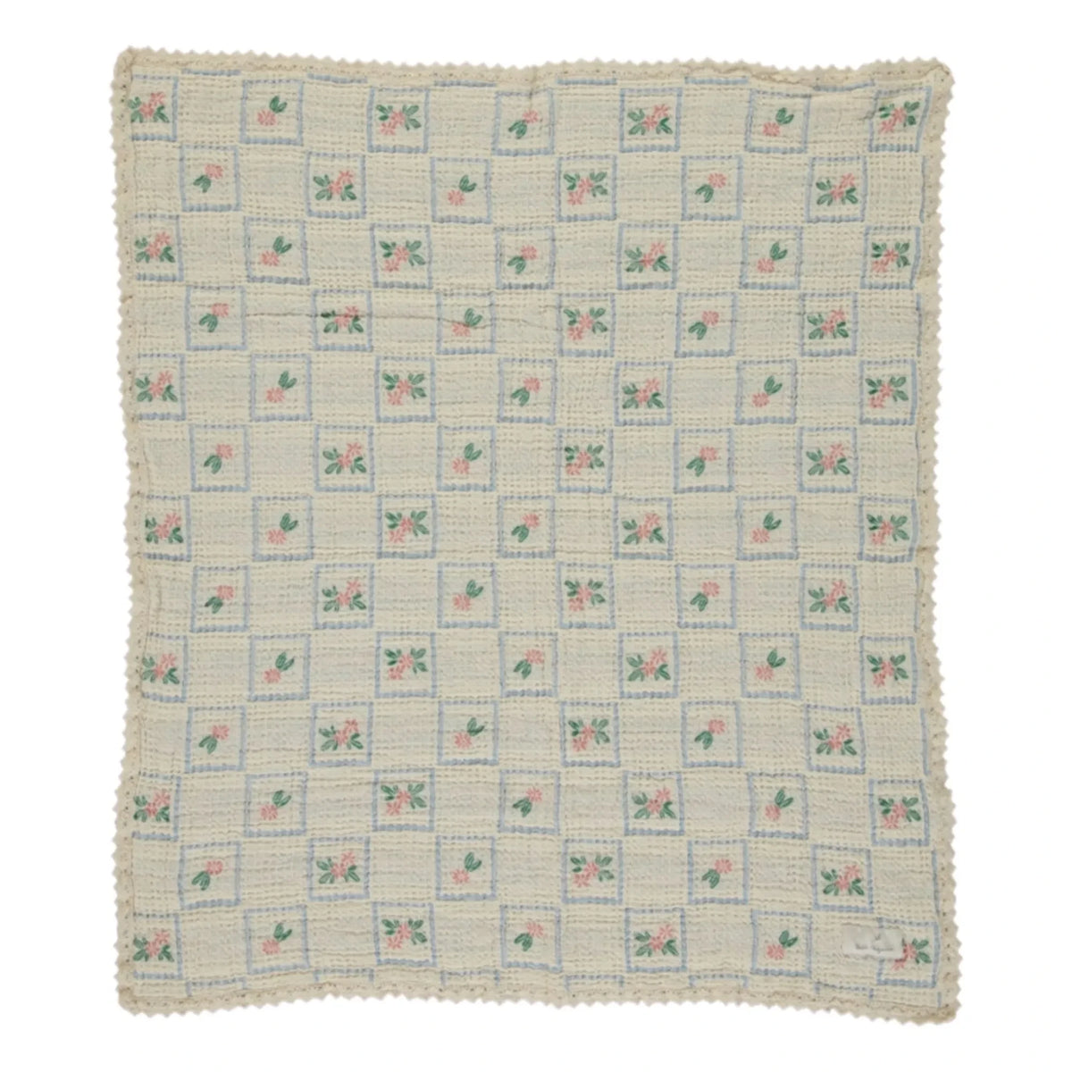 Bebe Organic - Manta de algodón orgánico con estampado floral Waffle | Crudo