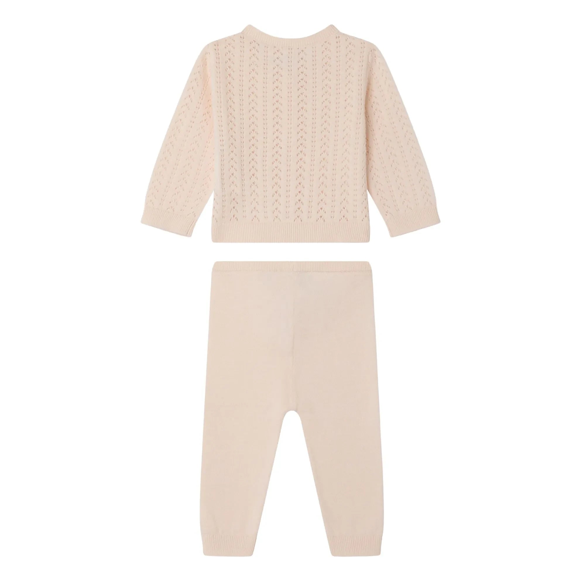 Bonpoint - Conjunto de cárdigan y leggings de algodón orgánico | Rosa empolvado