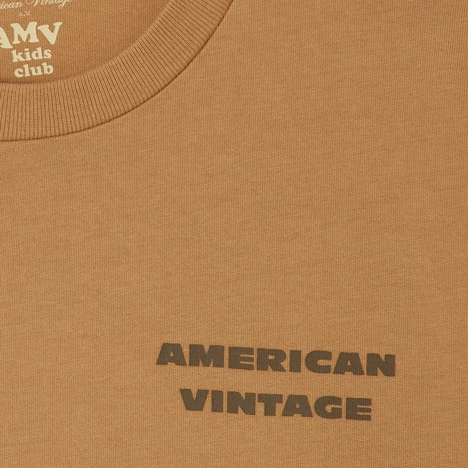 American Vintage - Fizvalley Logo Uzun Kollu Tişört | Camel