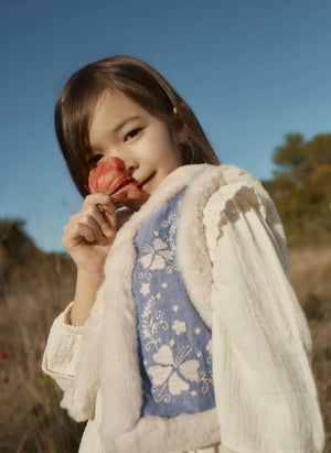 Louise Misha - Gilet in pelliccia sintetica in cotone biologico Librana | Blu
