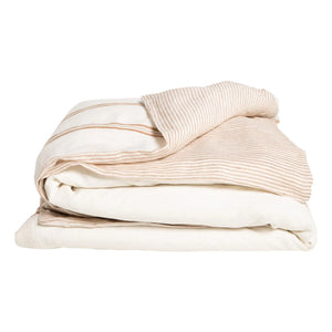 Gabrielle Paris - Striped Washed Linen Double-Sided Duvet Cover | Brown