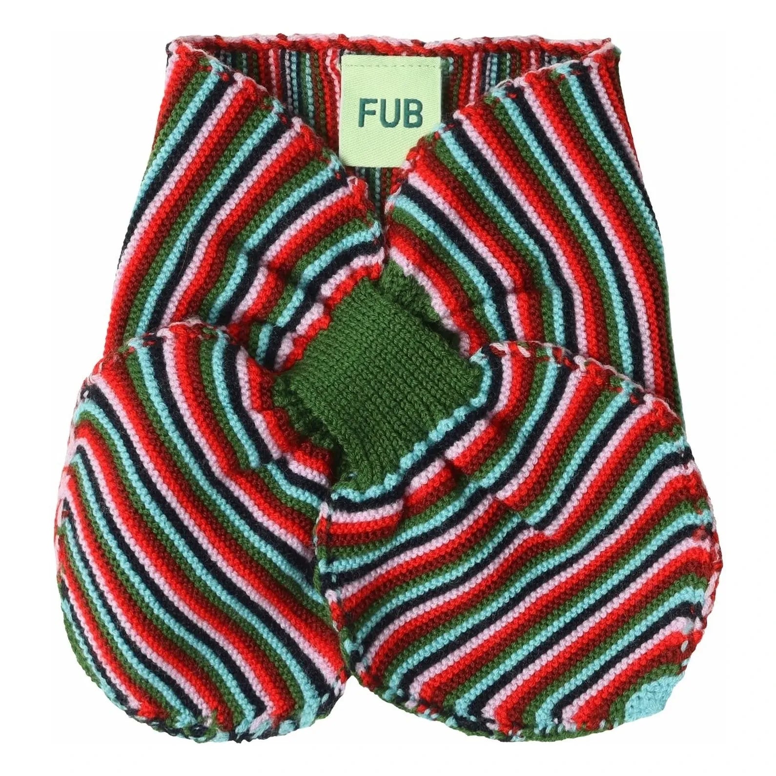 FUB - Bufanda de lana merino a rayas | Rojo