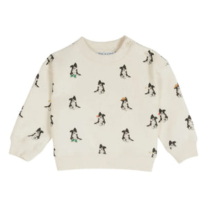 Emile et Ida - Border Collie organik pamuklu sweatshirt | Krem