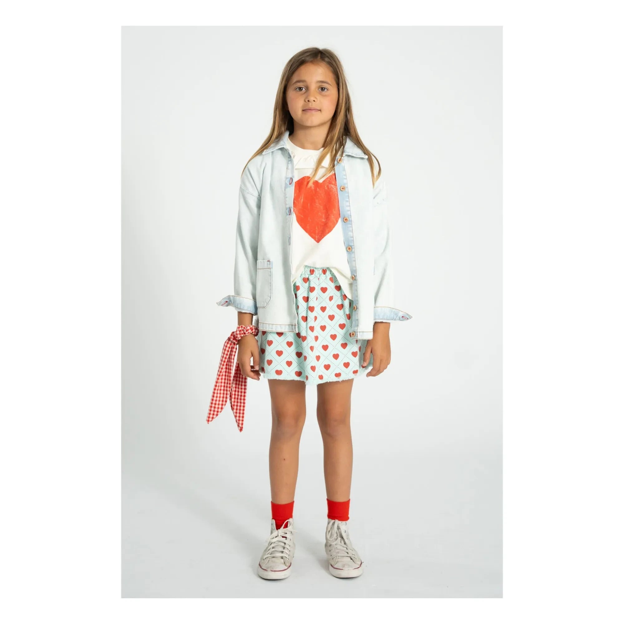 Piupiuchick - Light Blue Twill Heart Skirt