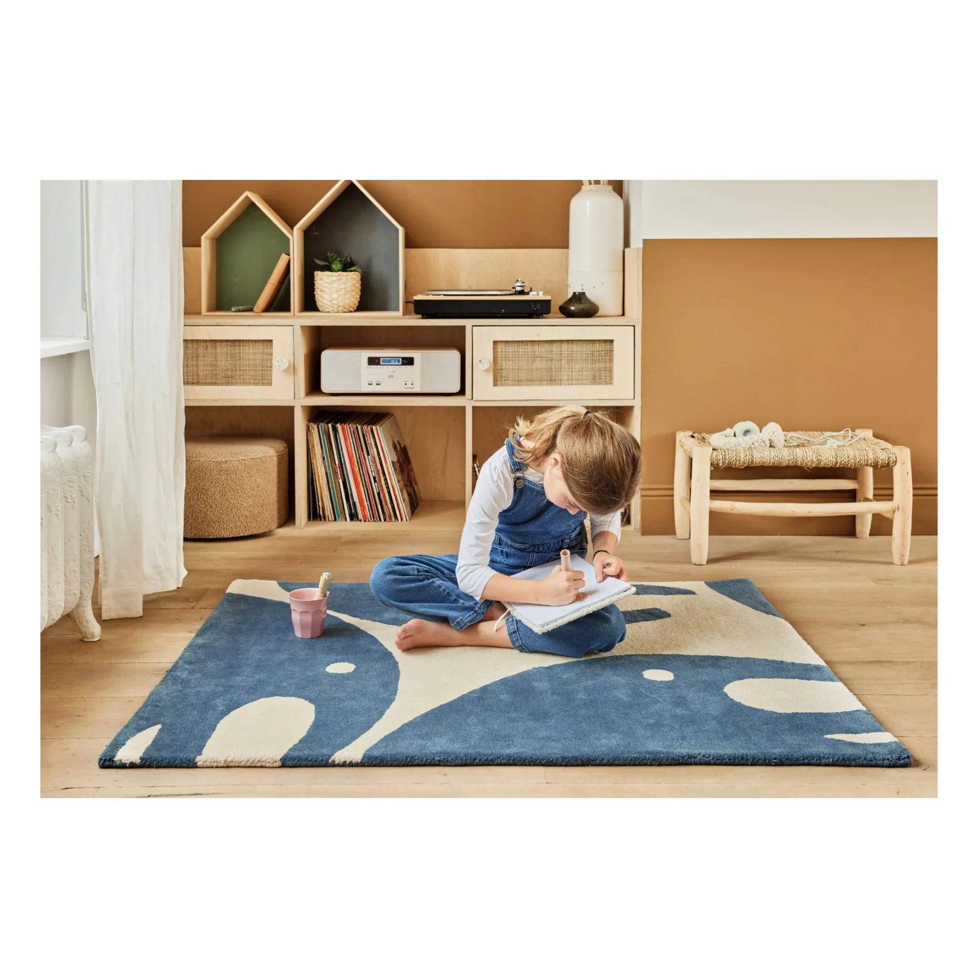 Bleuu-studio - Elefanten-Teppich | Marineblau