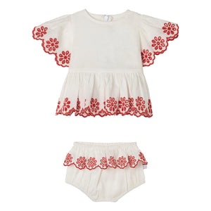 Stella McCartney Kids - Set aus Leinenstickerei-Top und Shorts | Elfenbein