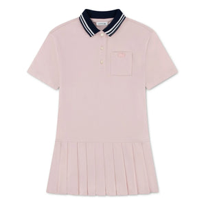 Lacoste - Organik Pamuklu Piliseli Polo Elbise | Soluk Pembe