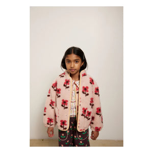 Hello Simone - Sherpa-Teddyjacke mit Blumenmuster | Rosa