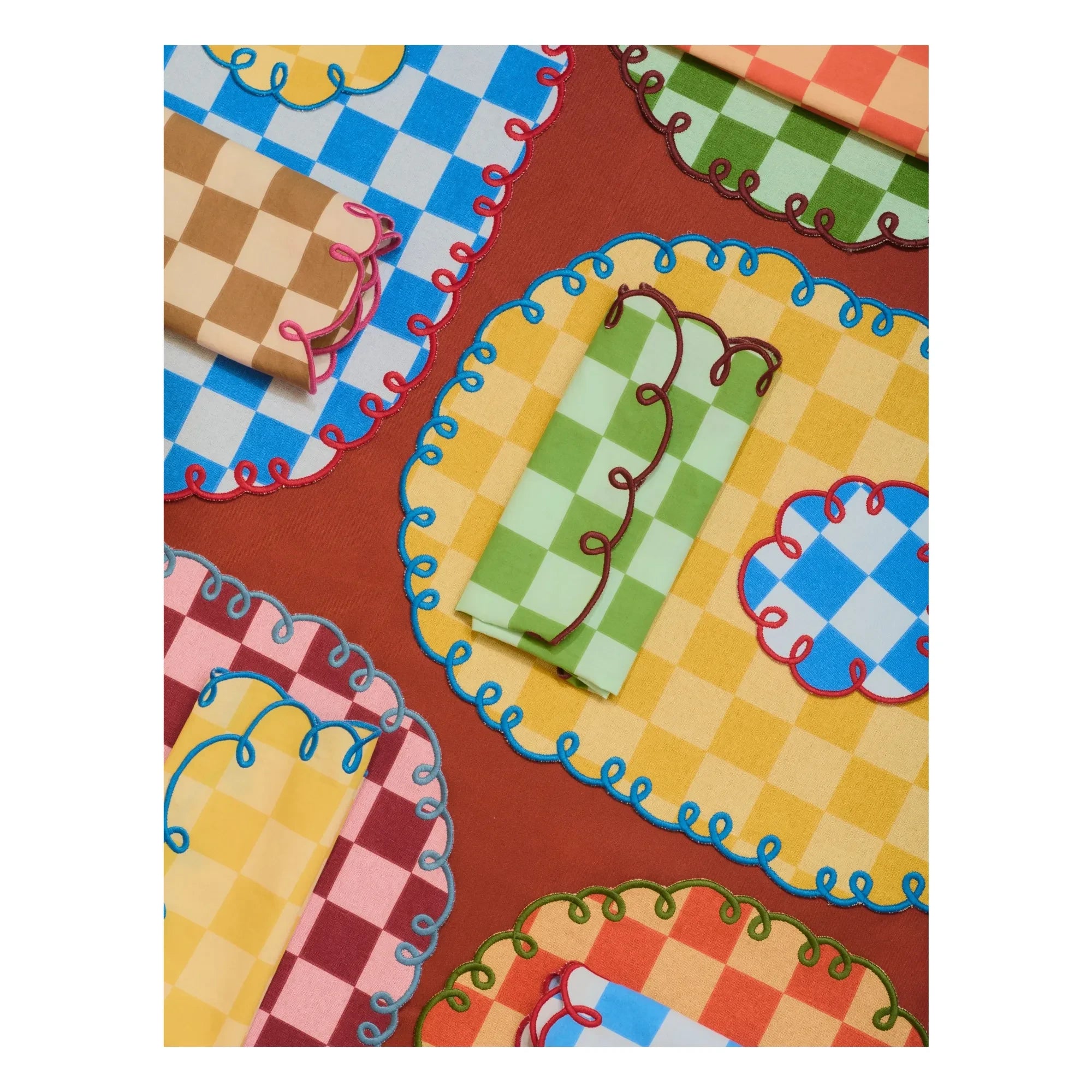 Bitossi - Dama Azzurro Checked Coaster Set | Blue