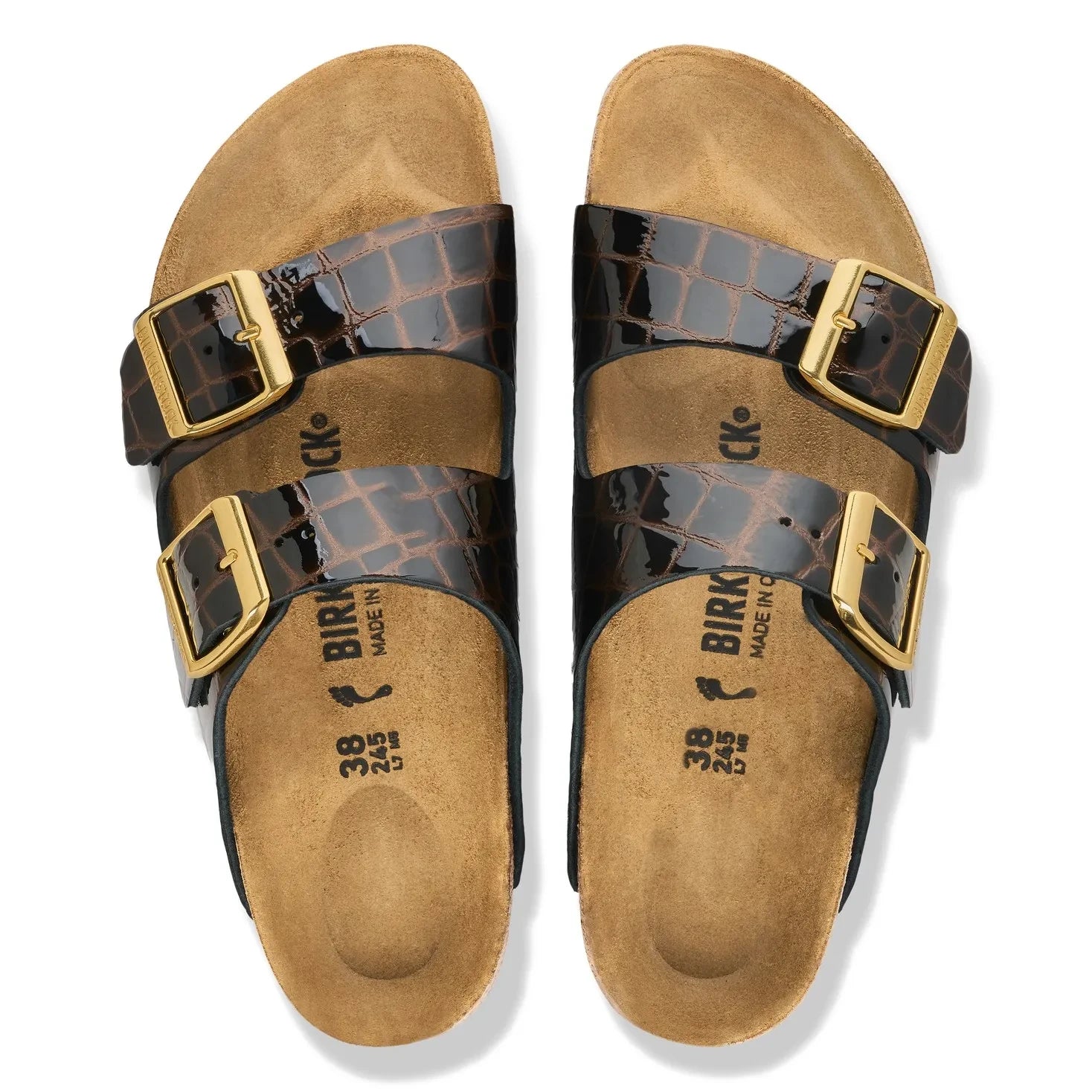 BIRKENSTOCK - Sandalias Arizona de Piel con Efecto Cocodrilo | Negro
