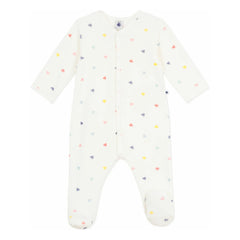 Petit Bateau - Dors Bien Cœurs Kadife Pijamalar | Beyaz