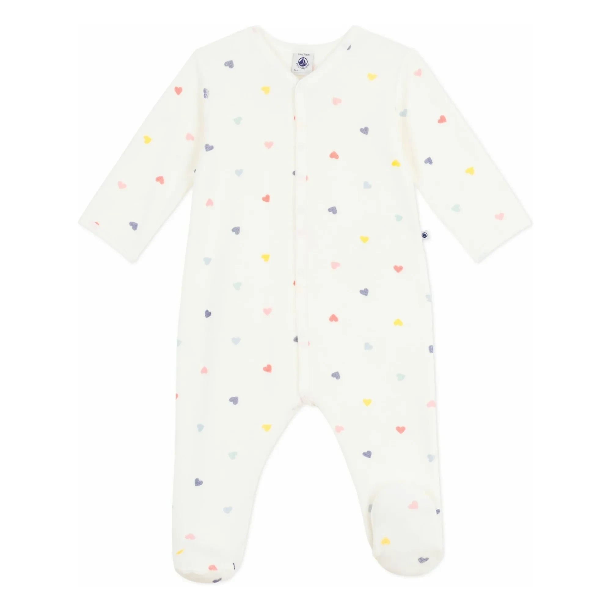 Petit Bateau - Dors Bien Cœurs Kadife Pijamalar | Beyaz