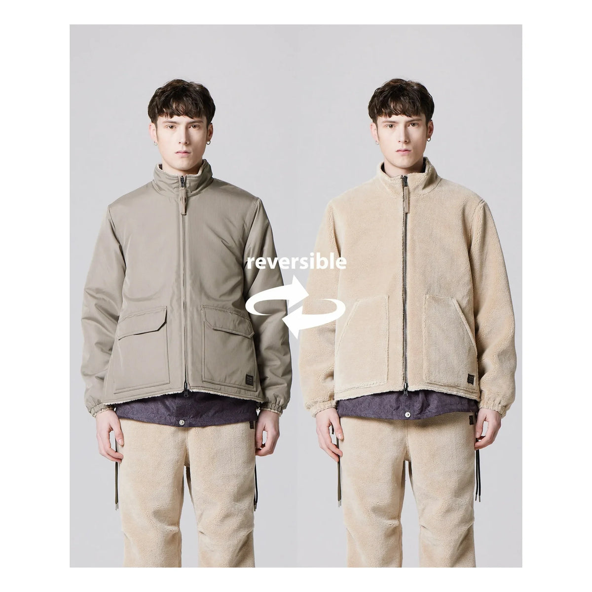 Taion - Chaqueta militar reversible, cuello alto | Moca