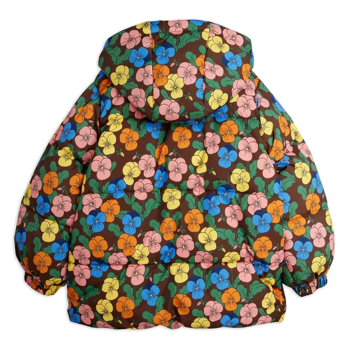 Mini Rodini - Blumenmuster Steppjacke mit recycelter Füllung | Schwarz