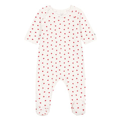 Petit Bateau - Pyjama Dors Bien Herzen Samt Bio-Baumwolle | Weiß